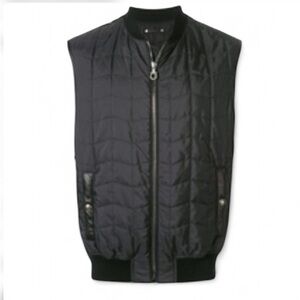 Salvatore Ferragamo | Men’s Luxury Black Quilted Zip-Front Vest w/ Pockets | 58